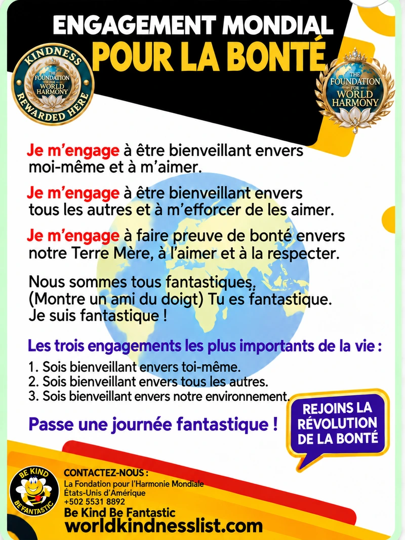 Global Kindness Pledge poster in French