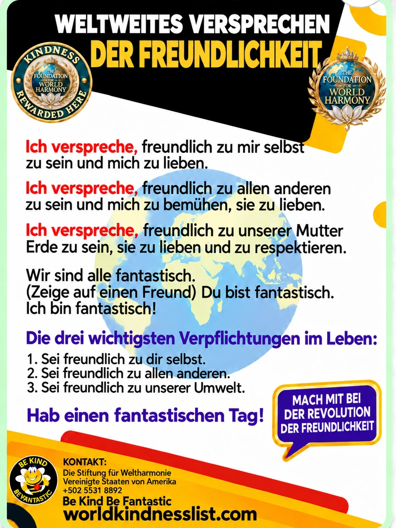 Global Kindness Pledge poster in German