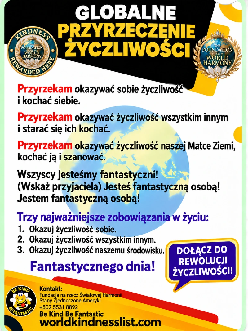 Global Kindness Pledge poster in Polish