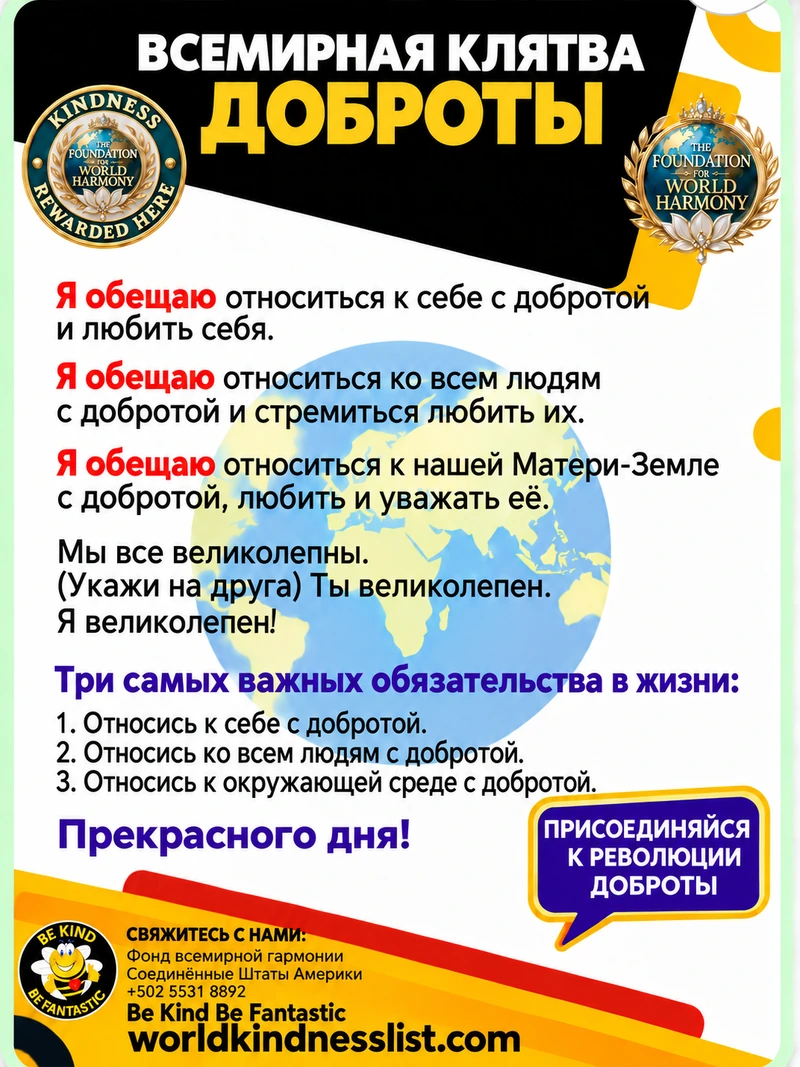 Global Kindness Pledge poster in Russian