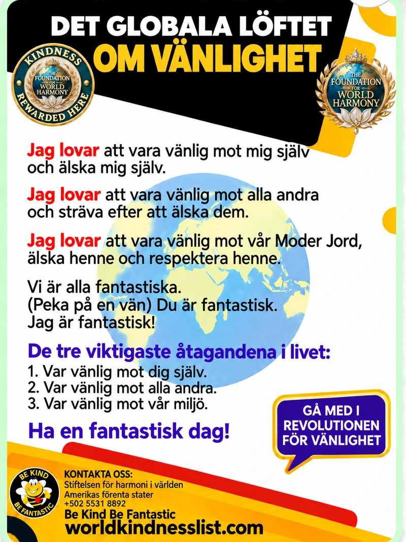 Global Kindness Pledge poster in Swedish